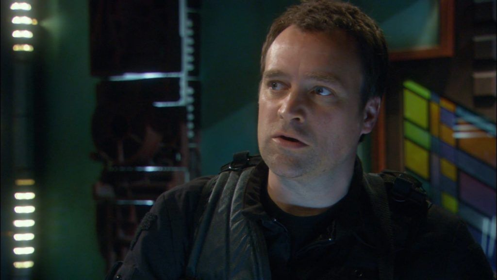 Rodney McKay (David Hewlett) looks worried.