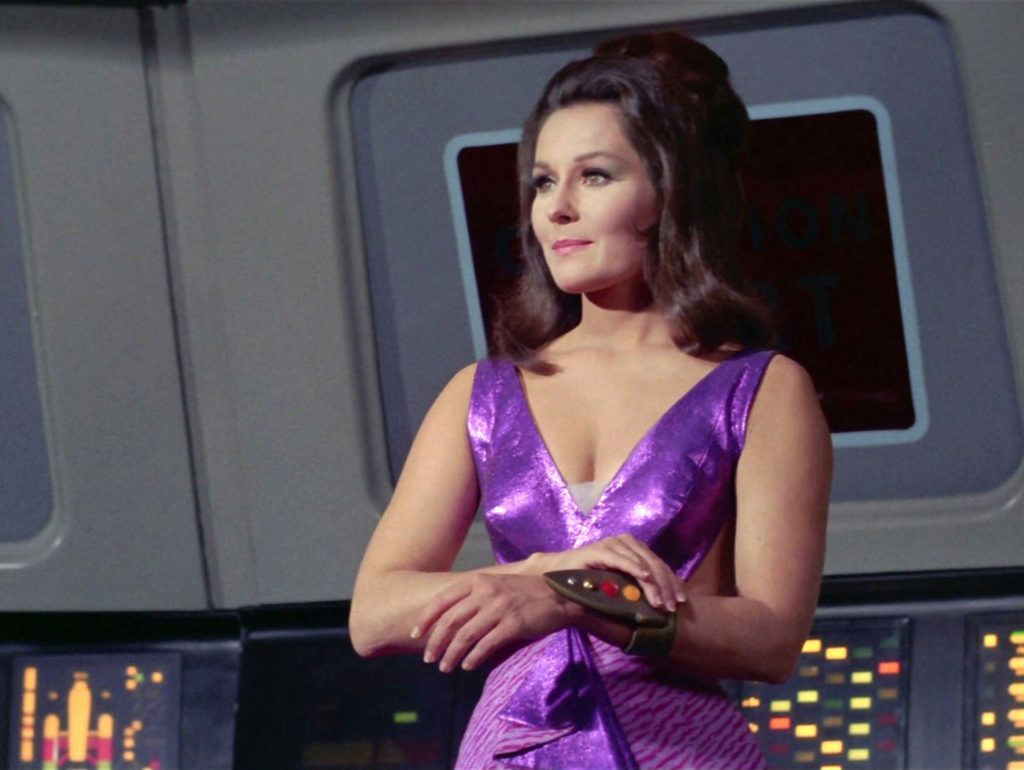 Kara Kara (Marj Dusay) stands on Enterprise’s bridge.