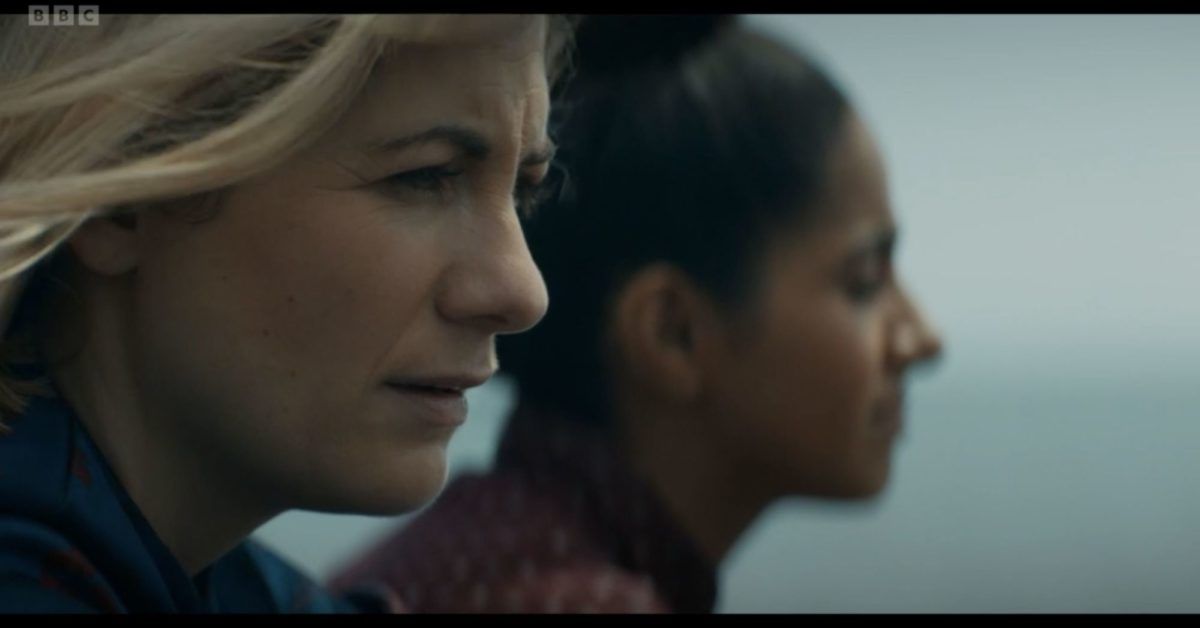 The Thirteenth Doctor (Jodie Whittaker) and Yaz (Mandip Gill) look out to sea.