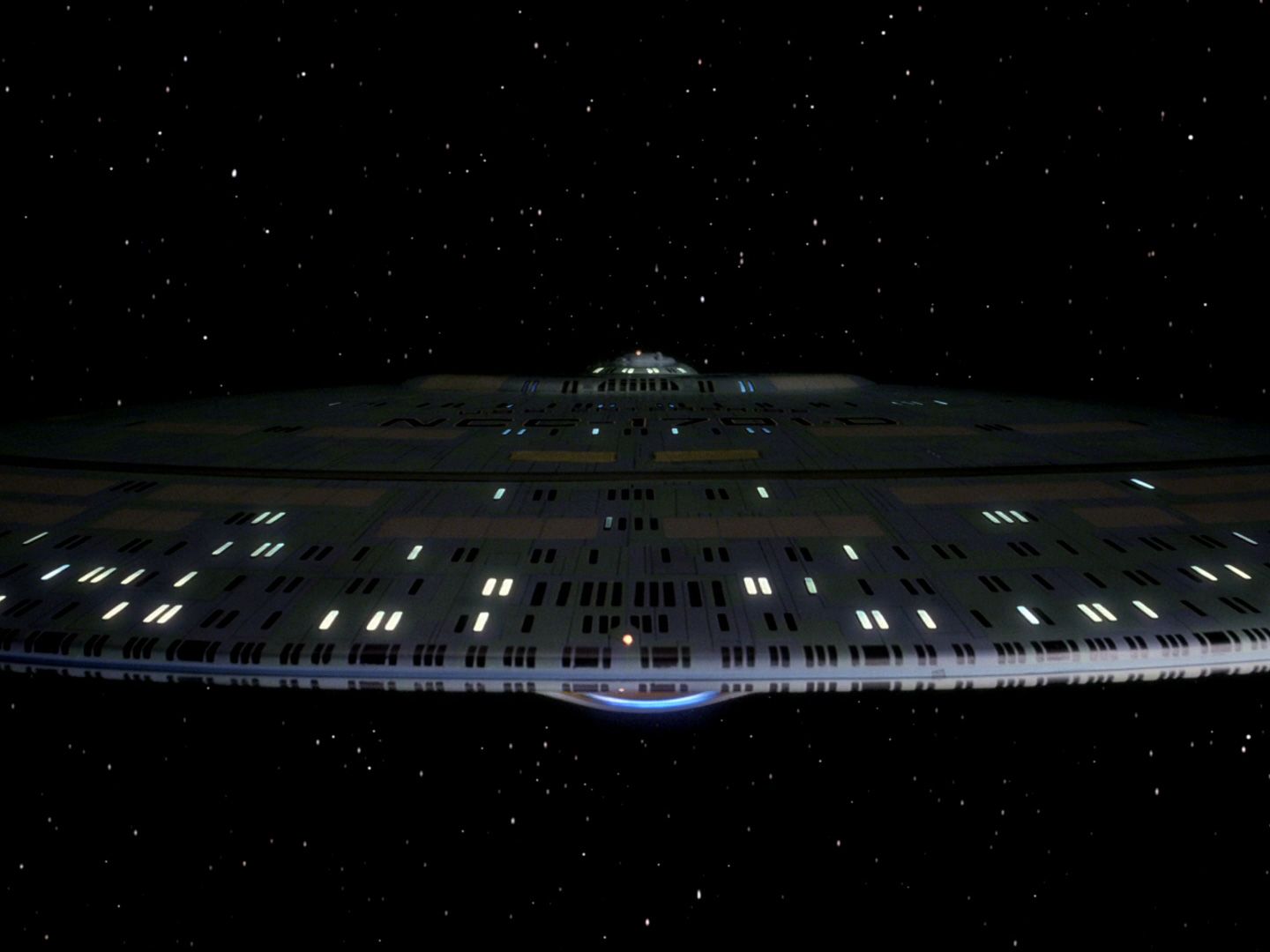 A close up of Enterprise’s saucer section.