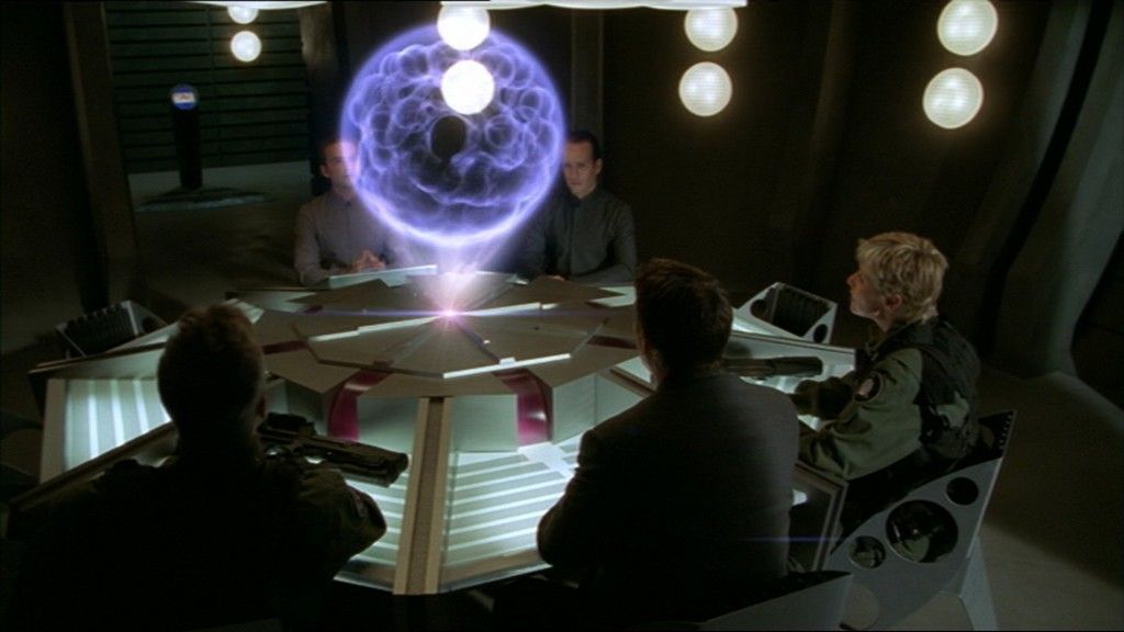 A hologram shows a biological weapon.
