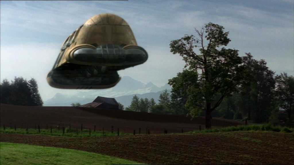 An Aschen Harvester hovers over the fields.