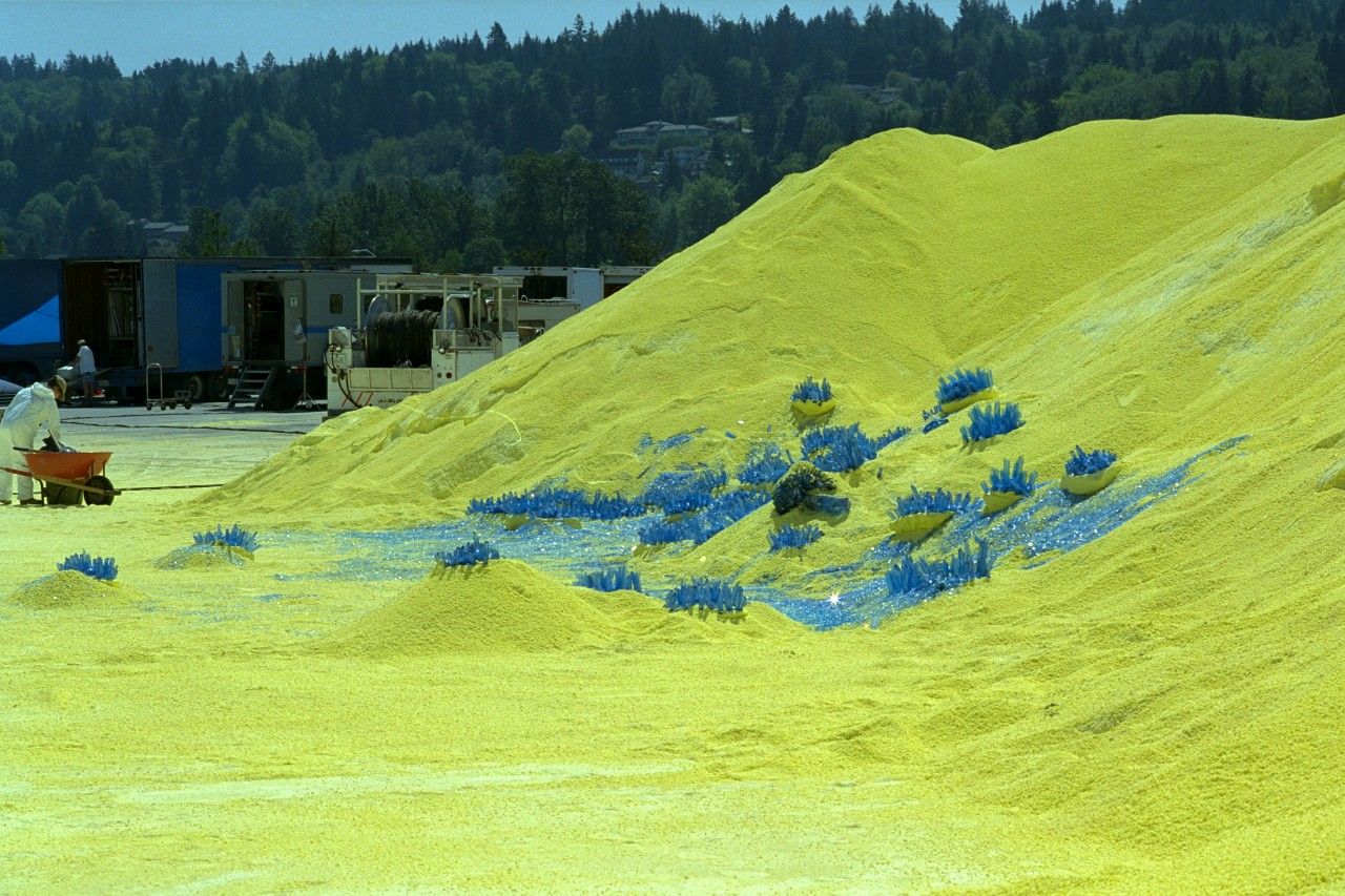 A mound of sulfur decorated with blue crystals for the Stargate SG-1 episode 'Cold Lazarus'.  